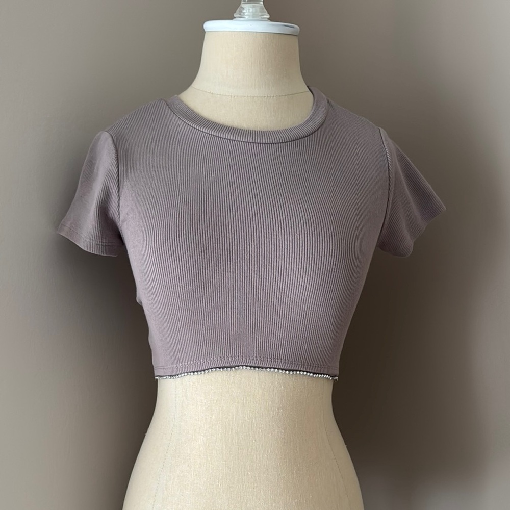 Women's Ribbed Crop Top - Gray